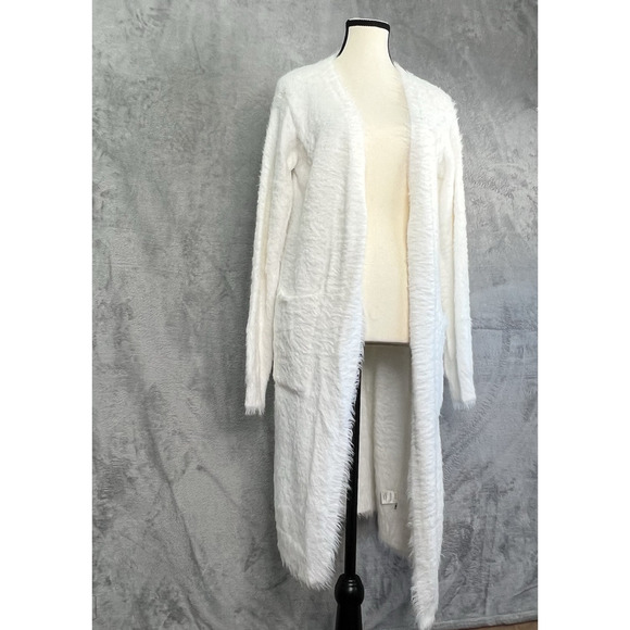 Anthroplogie Bella Dahl oversized Fuzzy Longline Cardigan Sweater Sz M Pockets - Picture 4 of 12